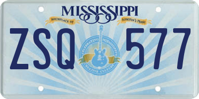 MS license plate ZSQ577