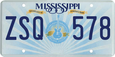 MS license plate ZSQ578