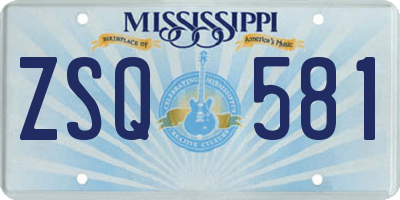 MS license plate ZSQ581