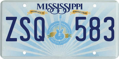 MS license plate ZSQ583