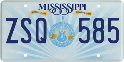 MS license plate ZSQ585