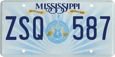 MS license plate ZSQ587