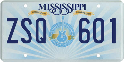 MS license plate ZSQ601