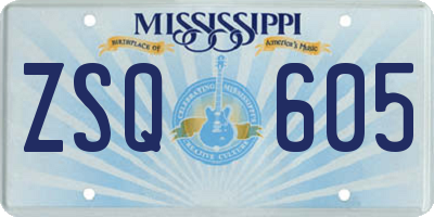 MS license plate ZSQ605