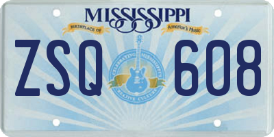 MS license plate ZSQ608