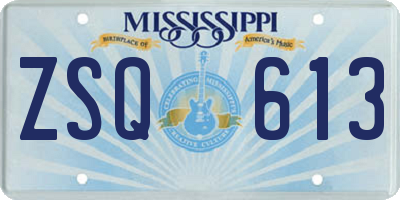MS license plate ZSQ613