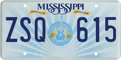 MS license plate ZSQ615