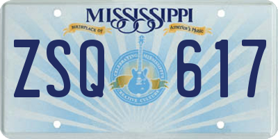 MS license plate ZSQ617
