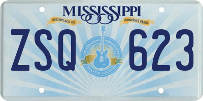MS license plate ZSQ623