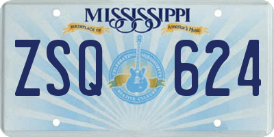 MS license plate ZSQ624