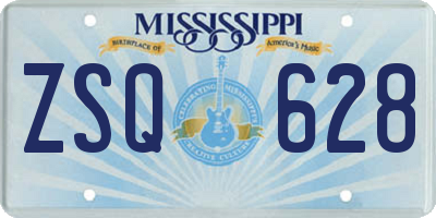 MS license plate ZSQ628