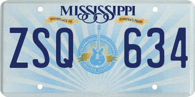 MS license plate ZSQ634