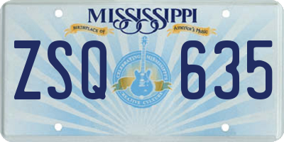 MS license plate ZSQ635