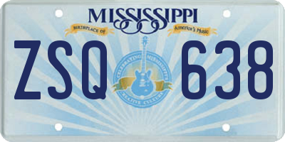 MS license plate ZSQ638