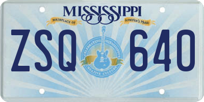 MS license plate ZSQ640