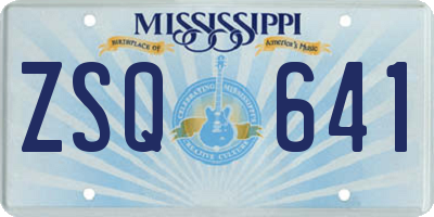 MS license plate ZSQ641