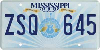 MS license plate ZSQ645