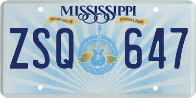 MS license plate ZSQ647