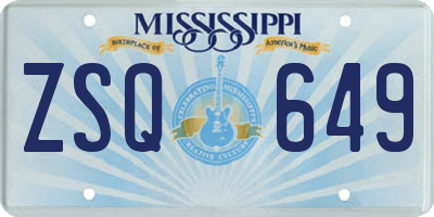 MS license plate ZSQ649