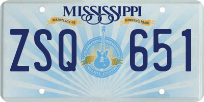 MS license plate ZSQ651