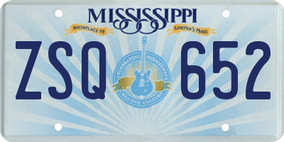 MS license plate ZSQ652