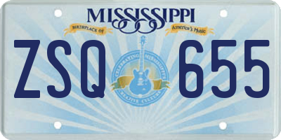 MS license plate ZSQ655
