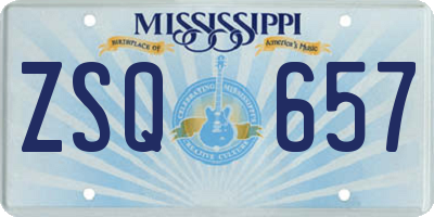 MS license plate ZSQ657