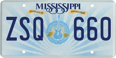 MS license plate ZSQ660