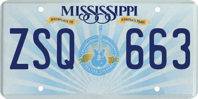 MS license plate ZSQ663