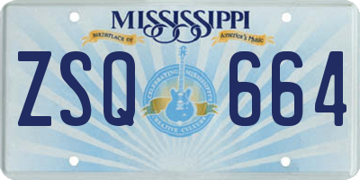 MS license plate ZSQ664
