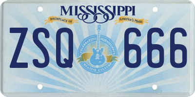MS license plate ZSQ666
