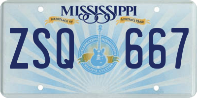 MS license plate ZSQ667