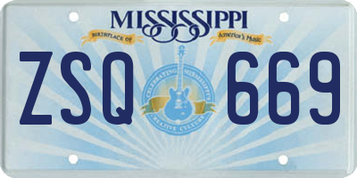 MS license plate ZSQ669