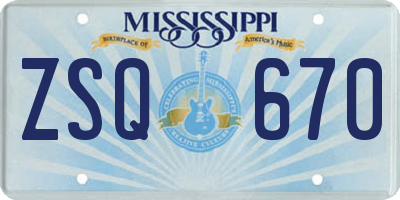 MS license plate ZSQ670
