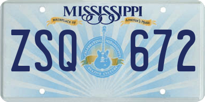MS license plate ZSQ672