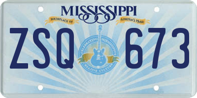 MS license plate ZSQ673
