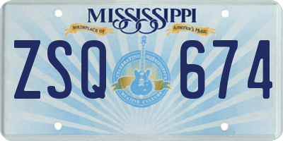 MS license plate ZSQ674