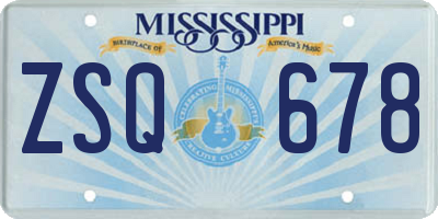 MS license plate ZSQ678