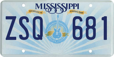 MS license plate ZSQ681