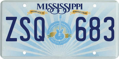 MS license plate ZSQ683