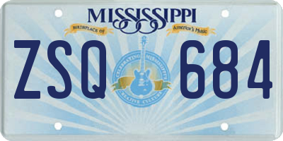 MS license plate ZSQ684