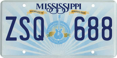 MS license plate ZSQ688