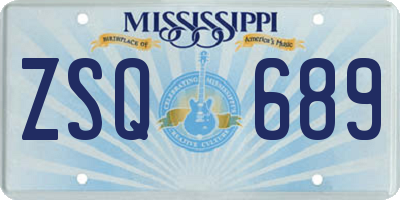 MS license plate ZSQ689