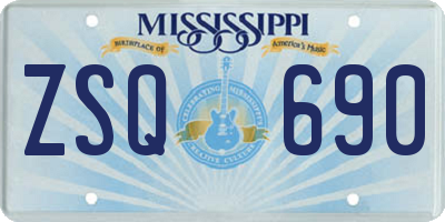 MS license plate ZSQ690