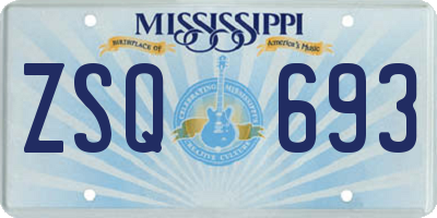 MS license plate ZSQ693