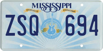MS license plate ZSQ694