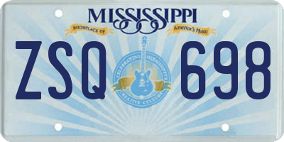 MS license plate ZSQ698