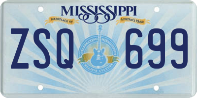 MS license plate ZSQ699