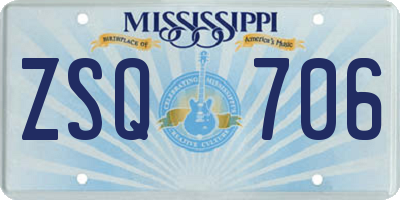 MS license plate ZSQ706