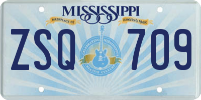 MS license plate ZSQ709